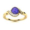 Natural 1.35 CTW Tanzanite & Diamond Engagement Ring 18K Yellow Gold
