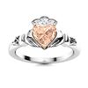 Natural 0.80 CTW Morganite & Diamond Engagement Ring 18K White Gold