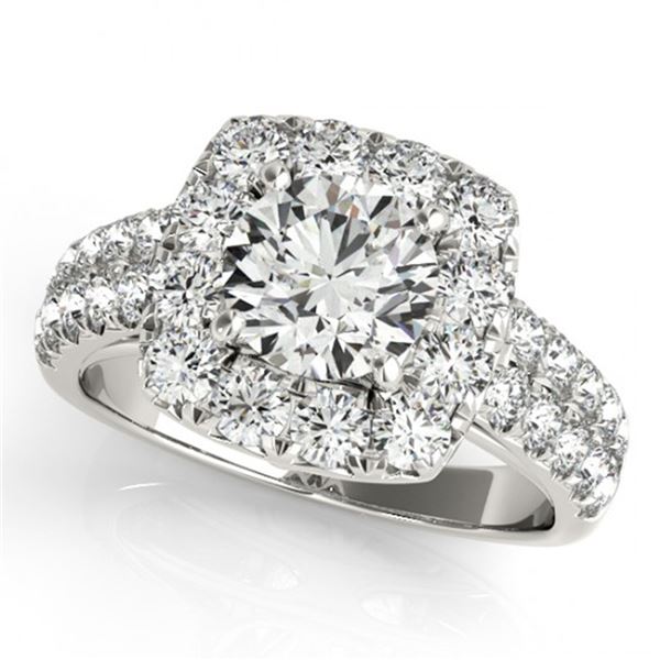 Natural 2.5 ctw Diamond Solitaire Halo Ring 14k White Gold