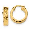 Image 2 : 14k Gold 5.3 mm Polished & Textured Hoop Earrings