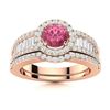 Image 1 : Natural 1.39 CTW Tourmaline & Diamond Engagement Ring 18K Rose Gold