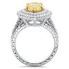 Image 3 : Natural 3.42 CTW Canary Yellow Pear Shape Halo Diamond Ring 14KT Two-tone