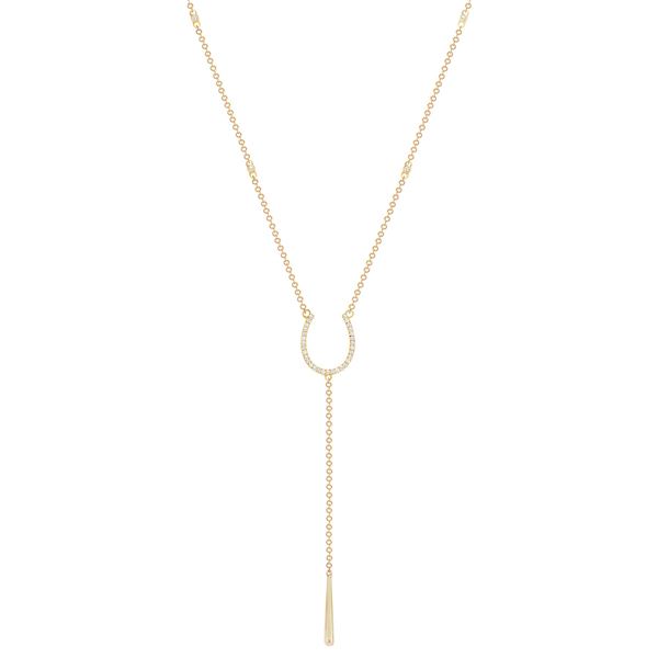 Natural 0.14 CTW Horseshoe Bezel Diamond Chain Necklace 14KT Yellow Gold