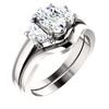 Image 4 : Natural 2.02 CTW Oval Cut & Half Moons 3-Stone Diamond Ring 18KT White Gold