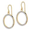 Image 2 : 14k Yellow Gold Diamond Open Round Dangle Hoop Earrings