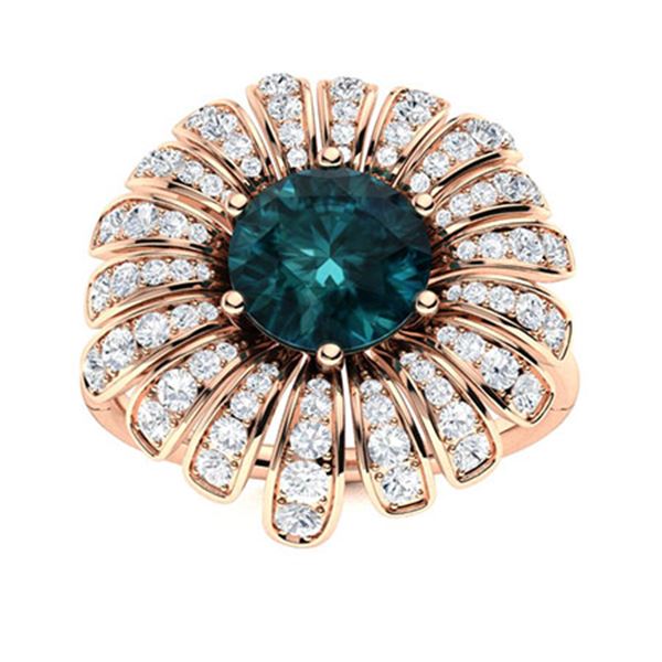Natural 1.66 CTW Blue & White Diamond Engagement Ring 14K Rose Gold