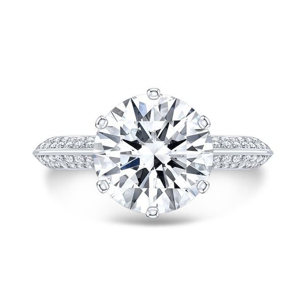 Natural 1.52 CTW Knife Edge Micro Pave 6 Prong Diamond Engagement Ring 18KT White Gold