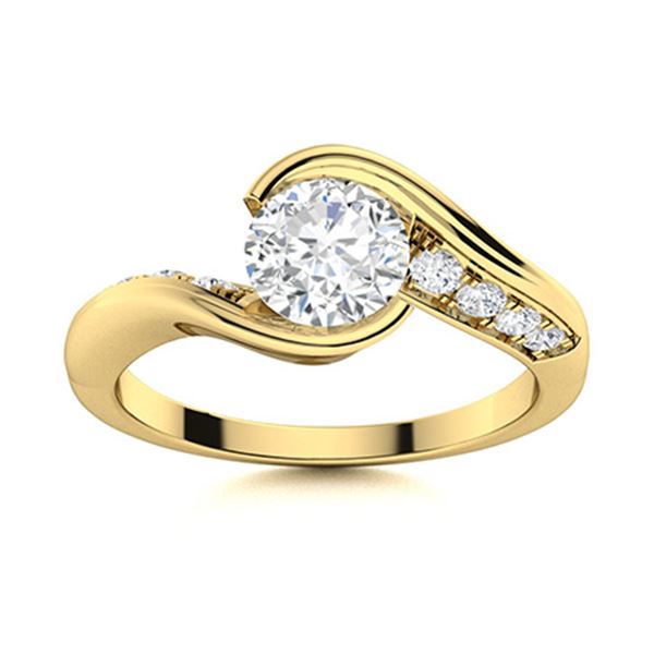 Natural 1.22 CTW Diamond Solitaire Ring 18K Yellow Gold