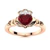 Image 1 : Natural 1.09 CTW Ruby & Diamond Engagement Ring 18K Rose Gold