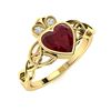 Image 2 : Natural 0.66 CTW Ruby & Diamond Engagement Ring 18K Yellow Gold