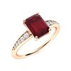 Image 2 : Natural 4.05 CTW Ruby & Diamond Engagement Ring 18K Rose Gold