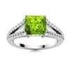 Image 1 : Natural 1.49 CTW Peridot & Diamond Engagement Ring 14K White Gold