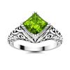 Image 1 : Natural 0.92 CTW Peridot Solitaire Ring 18K White Gold