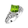 Image 2 : Natural 0.92 CTW Peridot Solitaire Ring 18K White Gold