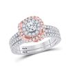 Image 1 : 14kt Two-tone Gold Round Diamond Bridal Wedding Ring Band Set 1 Cttw