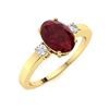 Image 2 : Natural 3.22 CTW Ruby & Diamond Engagement Ring 14K Yellow Gold