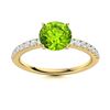 Image 1 : Natural 0.97 CTW Peridot & Diamond Engagement Ring 18K Yellow Gold