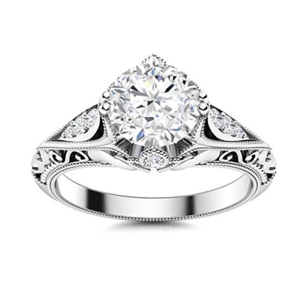 Natural 1.38 CTW Diamond Solitaire Ring 14K White Gold