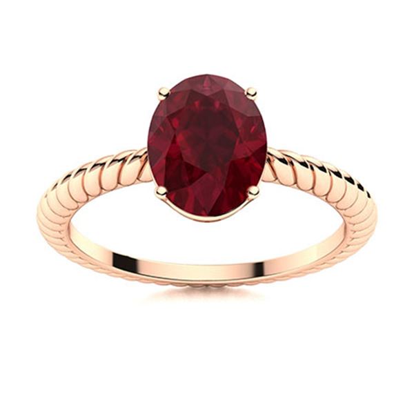 Natural 1.88 CTW Ruby Solitaire Ring 14K Rose Gold