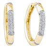 Image 1 : 14kt Yellow Gold Womens Round Diamond Cluster Hoop Earrings 1/6 Cttw