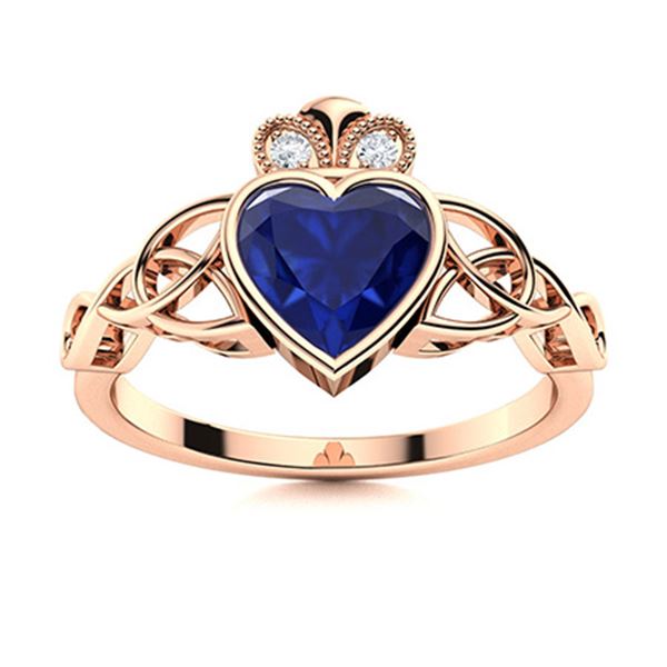 Natural 1.03 CTW Sapphire & Diamond Engagement Ring 18K Rose Gold