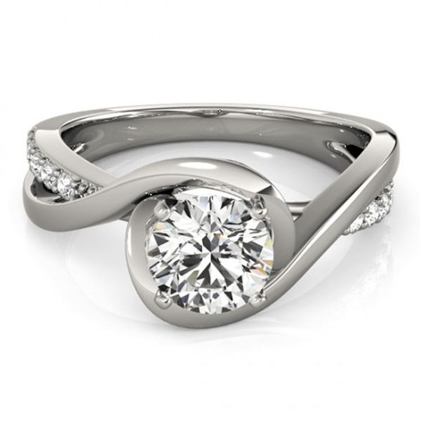 Natural 0.9 ctw Diamond Solitaire Ring 14k White Gold