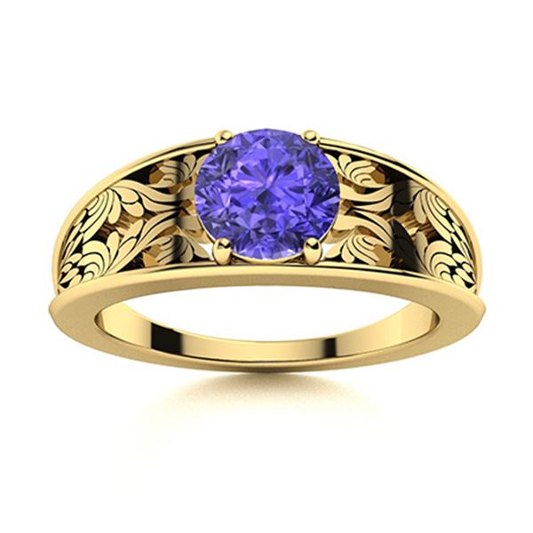 Natural 1.06 CTW Tanzanite Solitaire Ring 18K Yellow Gold