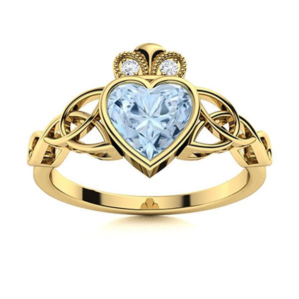 Natural 0.54 CTW Aquamarine & Diamond Engagement Ring 18K Yellow Gold