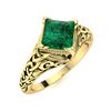 Image 2 : Natural 0.99 CTW Emerald Solitaire Ring 14K Yellow Gold