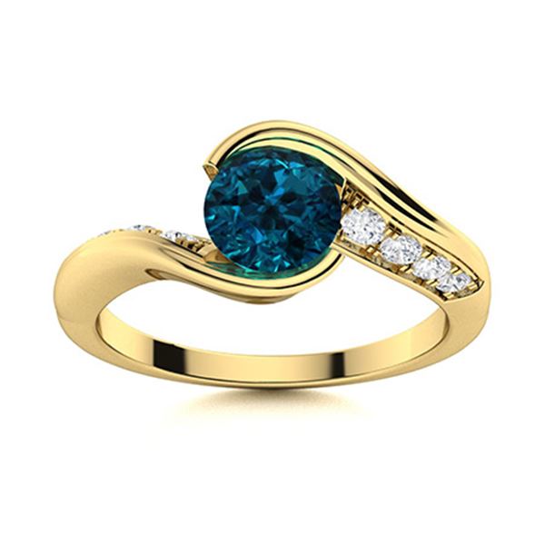 Natural 1.26 CTW Topaz & Diamond Engagement Ring 18K Yellow Gold