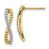 Image 1 : 14k Two-tone .208ct Diamond Fancy Twist Post Earrings - 17 mm