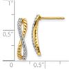 Image 2 : 14k Two-tone .208ct Diamond Fancy Twist Post Earrings - 17 mm