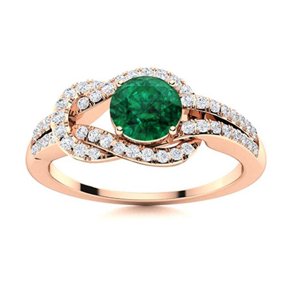 Natural 1.05 CTW Sapphire & Diamond Engagement Ring 18K Rose Gold