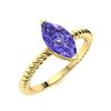 Image 2 : Natural 0.81 CTW Tanzanite Solitaire Ring 18K Yellow Gold