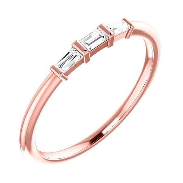 Natural 0.19 CTW 3-Stone Baguette Diamond Solitaire Ring 14KT Rose Gold