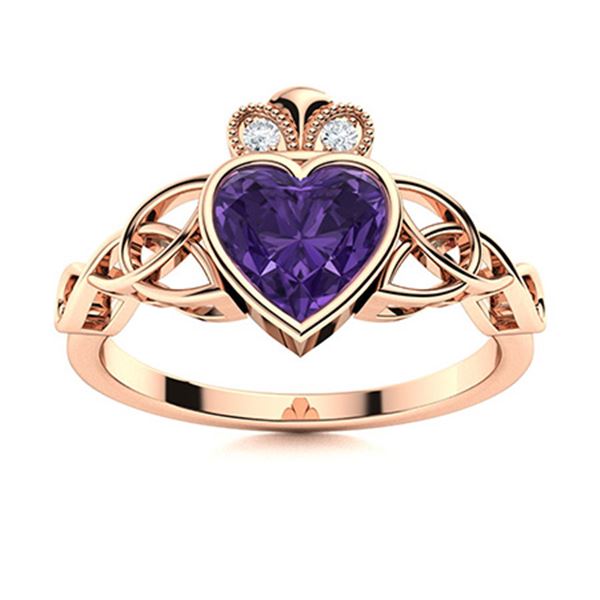 Natural 0.67 CTW Amethyst & Diamond Engagement Ring 14K Rose Gold