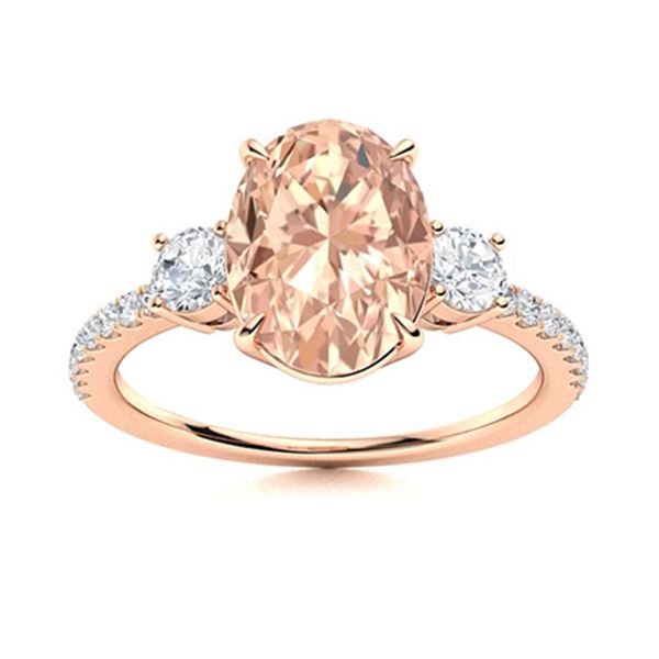 Natural 1.49 CTW Morganite & Diamond Engagement Ring 18K Rose Gold