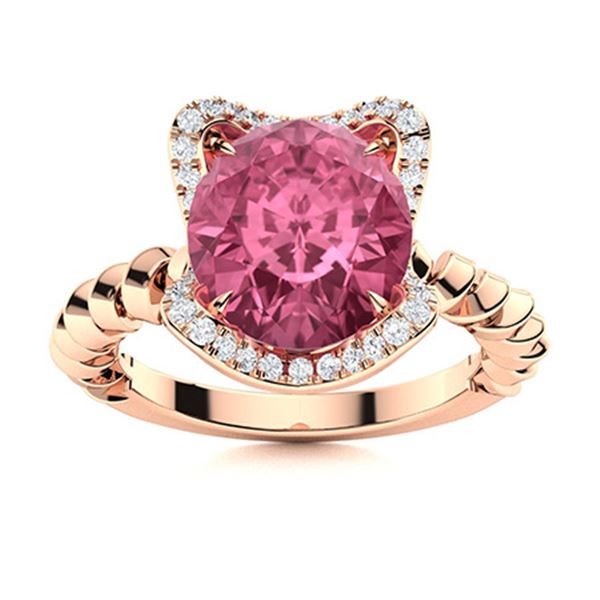 Natural 2.24 CTW Tourmaline & Diamond Engagement Ring 18K Rose Gold