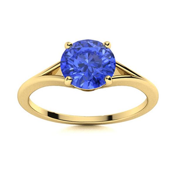 Natural 1.02 CTW Ceylon Sapphire Solitaire Ring 18K Yellow Gold