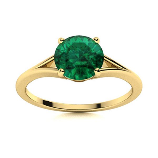 Natural 0.77 CTW Emerald Solitaire Ring 18K Yellow Gold