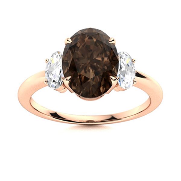 Natural 2.71 CTW Smoky Quartz & Diamond Engagement Ring 14K Rose Gold