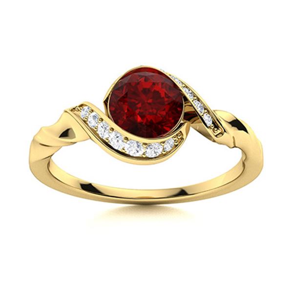 Natural 0.85 CTW Garnet & Diamond Engagement Ring 18K Yellow Gold