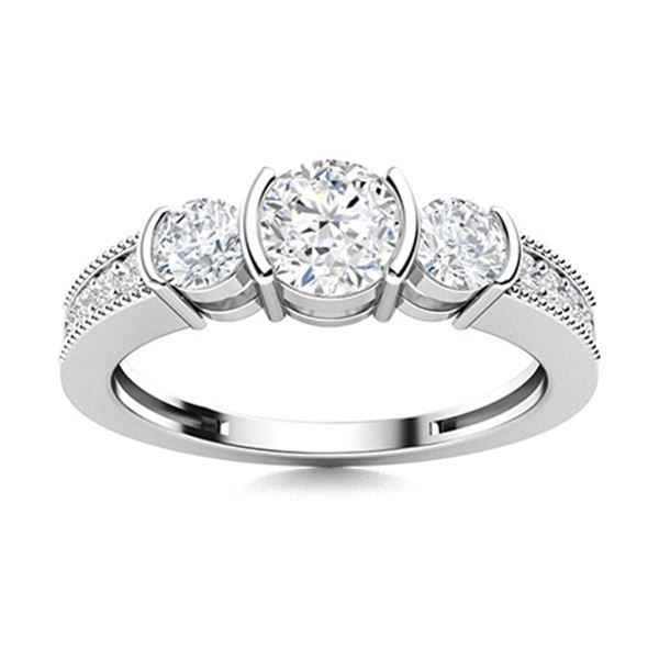 Natural 0.87 CTW Diamond Solitaire Ring 18K White Gold