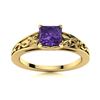Image 1 : Natural 1.08 CTW Amethyst Solitaire Ring 14K Yellow Gold