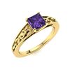 Image 2 : Natural 1.08 CTW Amethyst Solitaire Ring 14K Yellow Gold