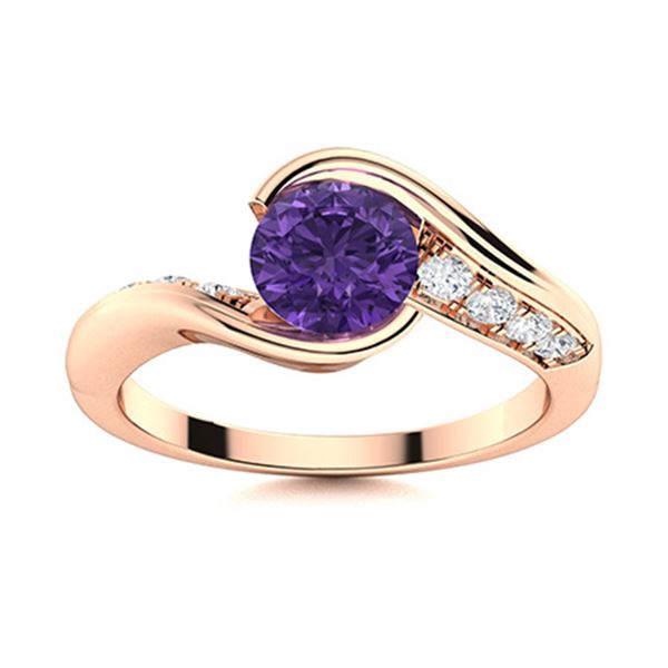 Natural 1.25 CTW Amethyst & Diamond Engagement Ring 14K Rose Gold