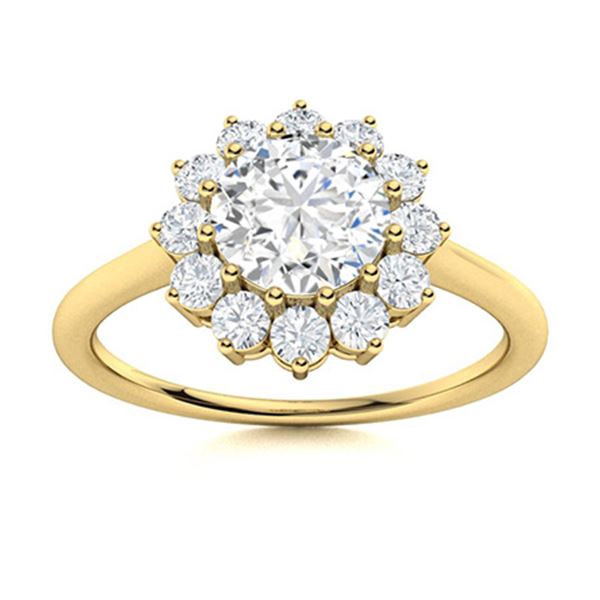Natural 1.17 CTW Diamond Solitaire Ring 14K Yellow Gold