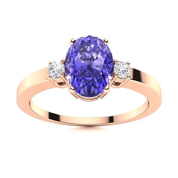 Natural 1.72 CTW Tanzanite & Diamond Engagement Ring 18K Rose Gold