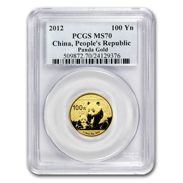 2012 China 1/4 oz Gold Panda MS-70 PCGS