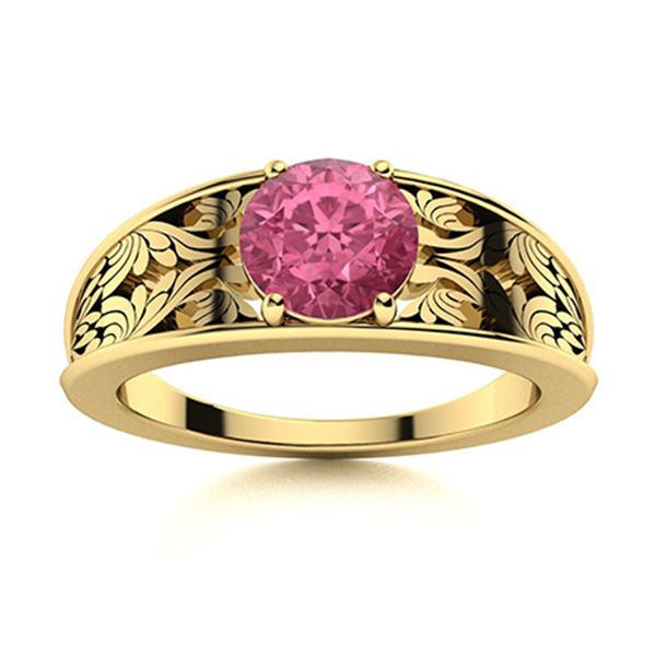 Natural 1.21 CTW Tourmaline Solitaire Ring 14K Yellow Gold